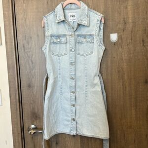 Zara mini denim dress size small